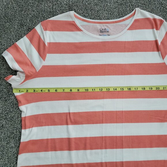 ***Croft Barrow Women's XXL  Orange White Striped  Short Sleeved Crew neck …** - Picture 4 of 7